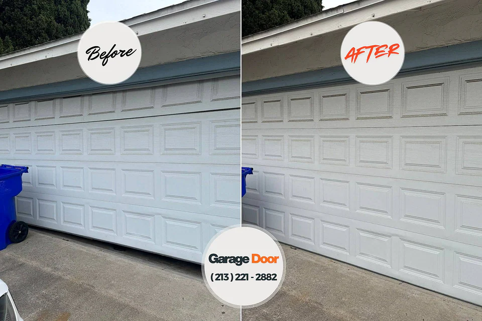 Before and after: garage door repair Ossun, LA